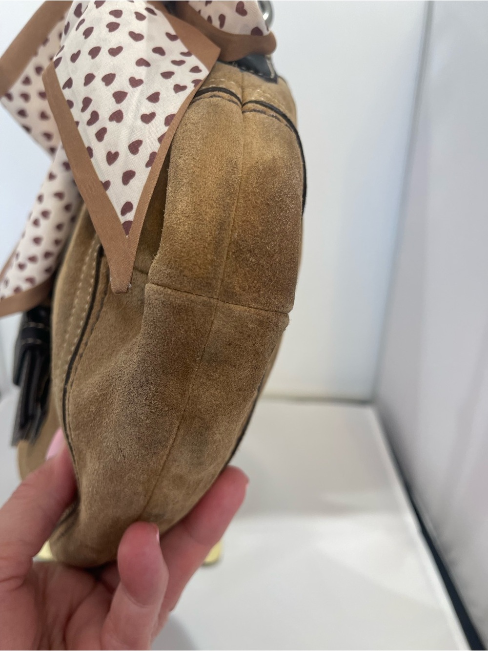 Coach Tan Suede Soho Shoulder Bag with Dark Brown Trim - Picture 14 of 16